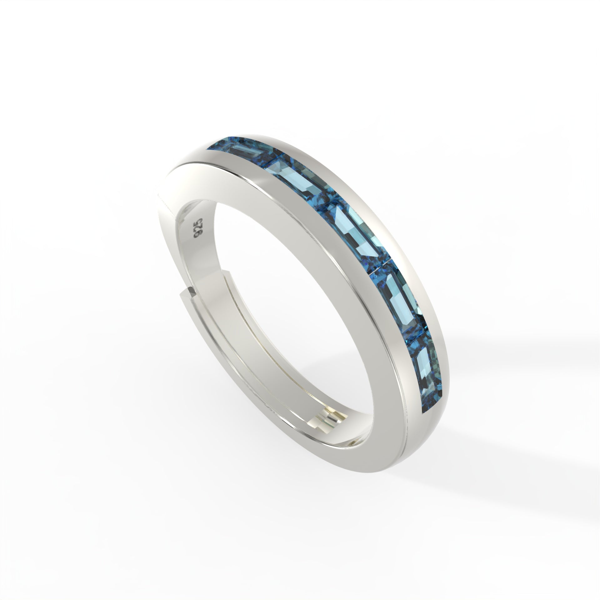 Elegant L Blue Topaz Ring – Round Design in Hallmarked 925 Sterling Silver by Kesardeep